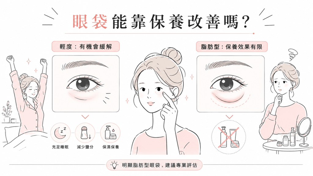 眼袋可以靠保養改善嗎？輕度有機會、脂肪型保養恐怕無效