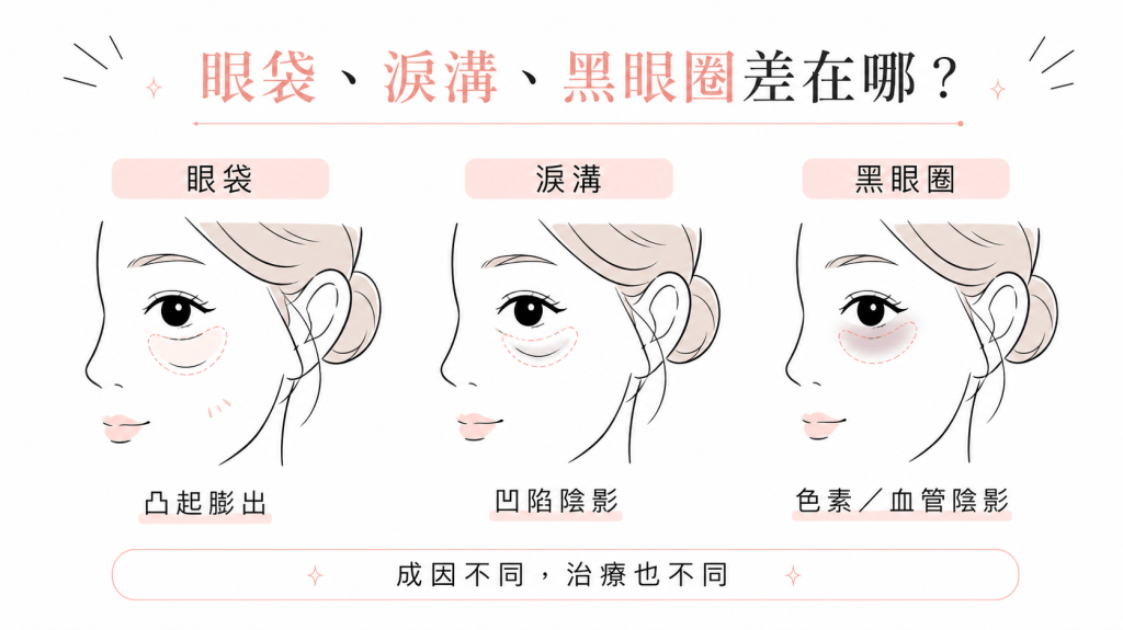 眼袋、淚溝、黑眼圈差在哪？成因不同、治療也不一樣