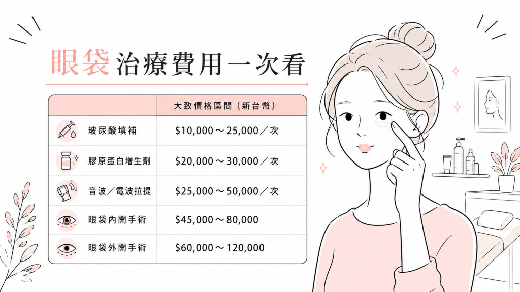 眼袋治療費用是多少？玻尿酸到手術的價格區間一次看